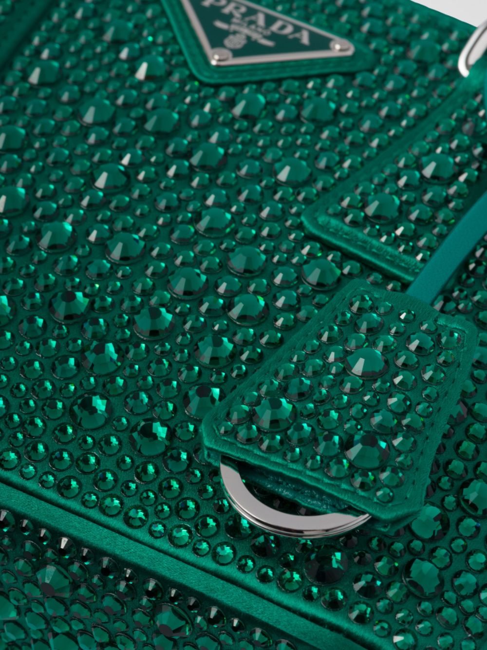 Borsa Prada Galleria mini in raso con cristalli