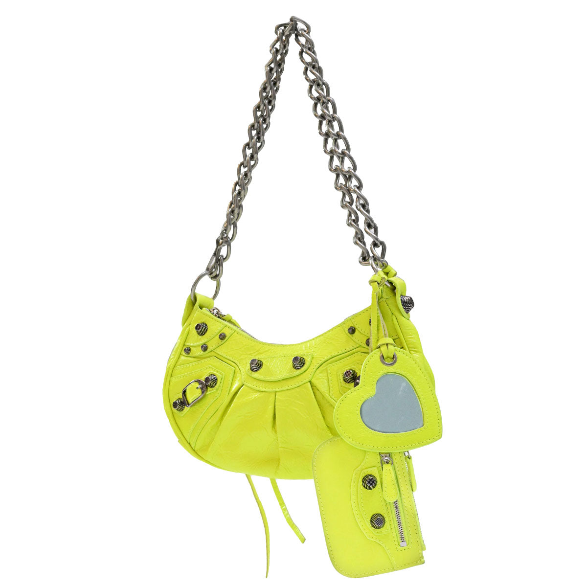 Balenciaga Borsa a spalla Le Cagole XS in nappa giallo fluo