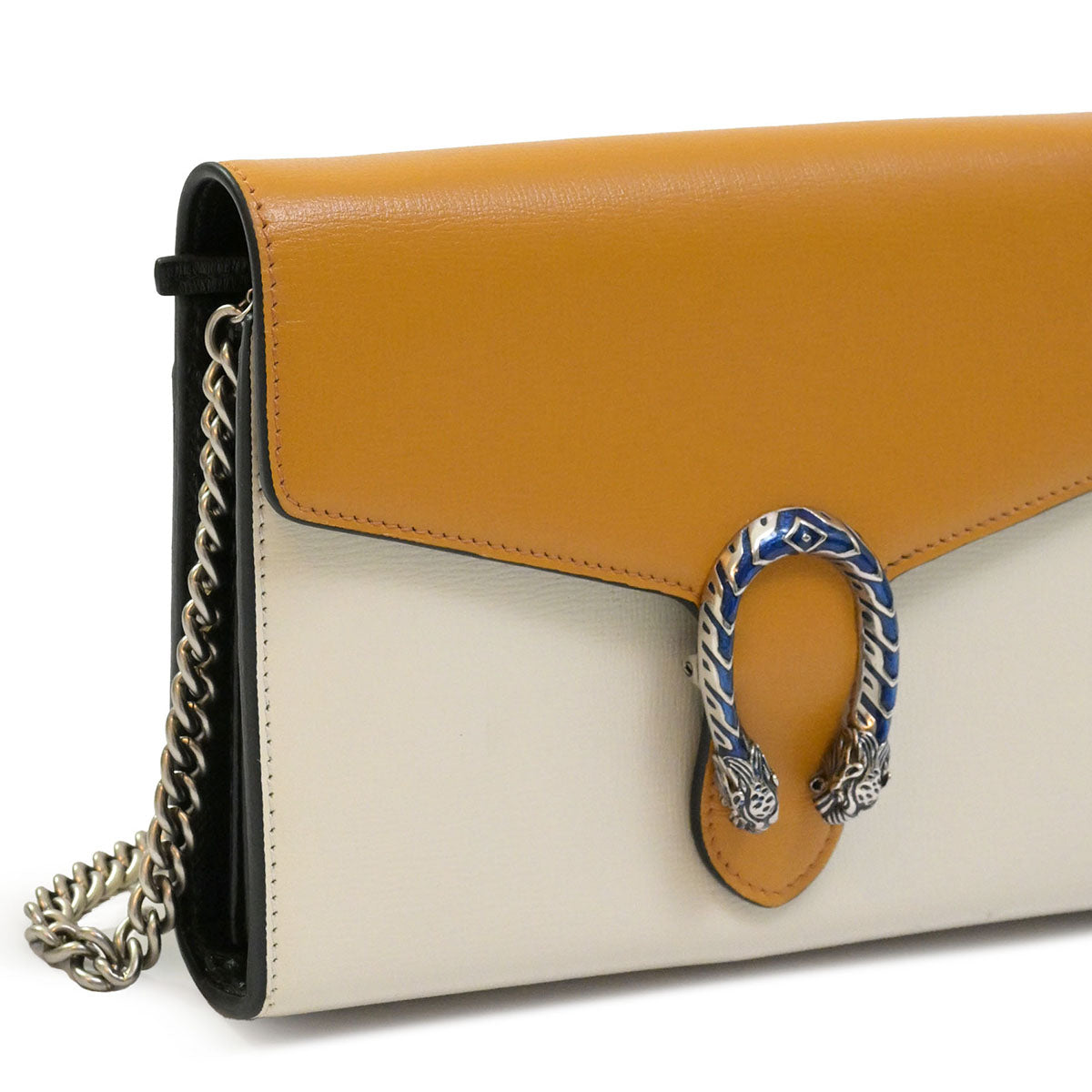 Gucci Donna Dionysus Chain Wallet Borsa a tracolla in pelle Giallo/bianco sporco
