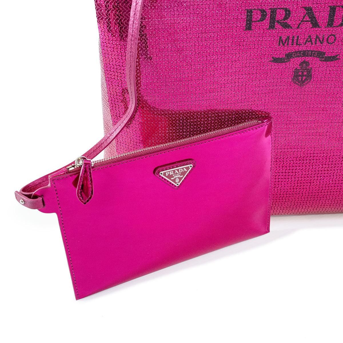 Shopper pailettes Prada grande fucsia