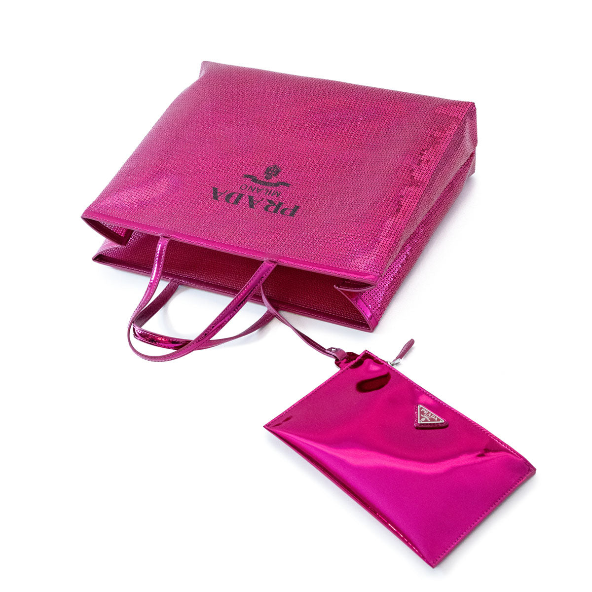Shopper pailettes Prada grande fucsia