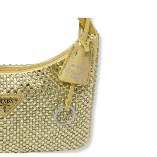 Borsa Prada Re-edition 2000 in tessuto e cristalli.