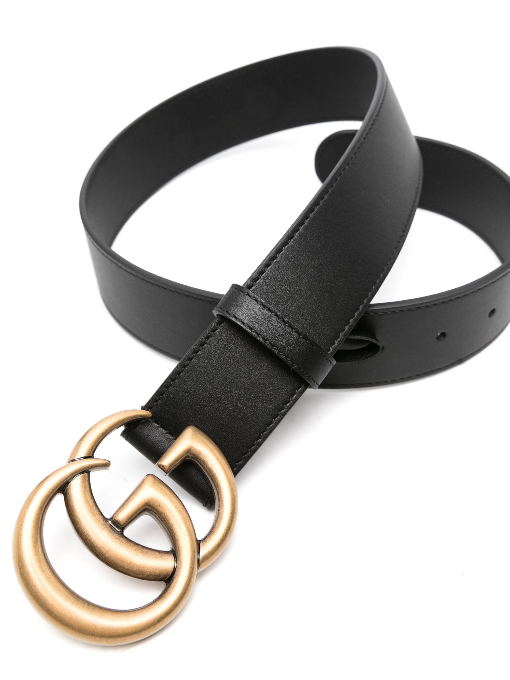 Gucci Cintura in pelle con Doppia G oro