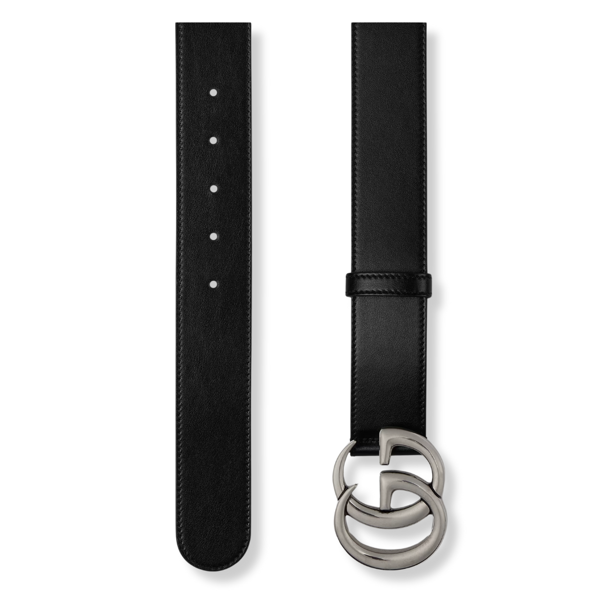 Gucci Cintura in pelle con Doppia G Argento