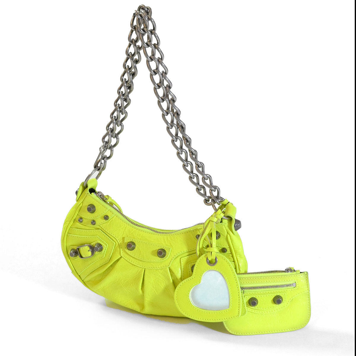 Balenciaga Borsa a spalla Le Cagole XS in nappa giallo fluo
