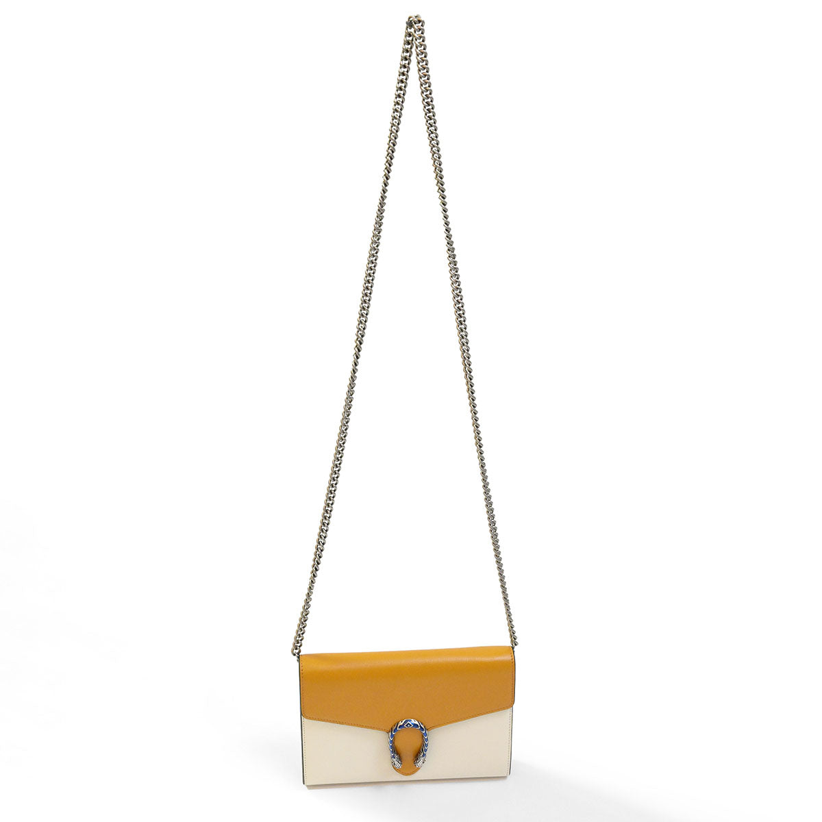 Gucci Donna Dionysus Chain Wallet Borsa a tracolla in pelle Giallo/bianco sporco