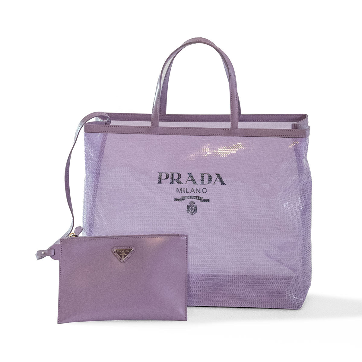 Borsa a mano Prada viola con paillettes lilla