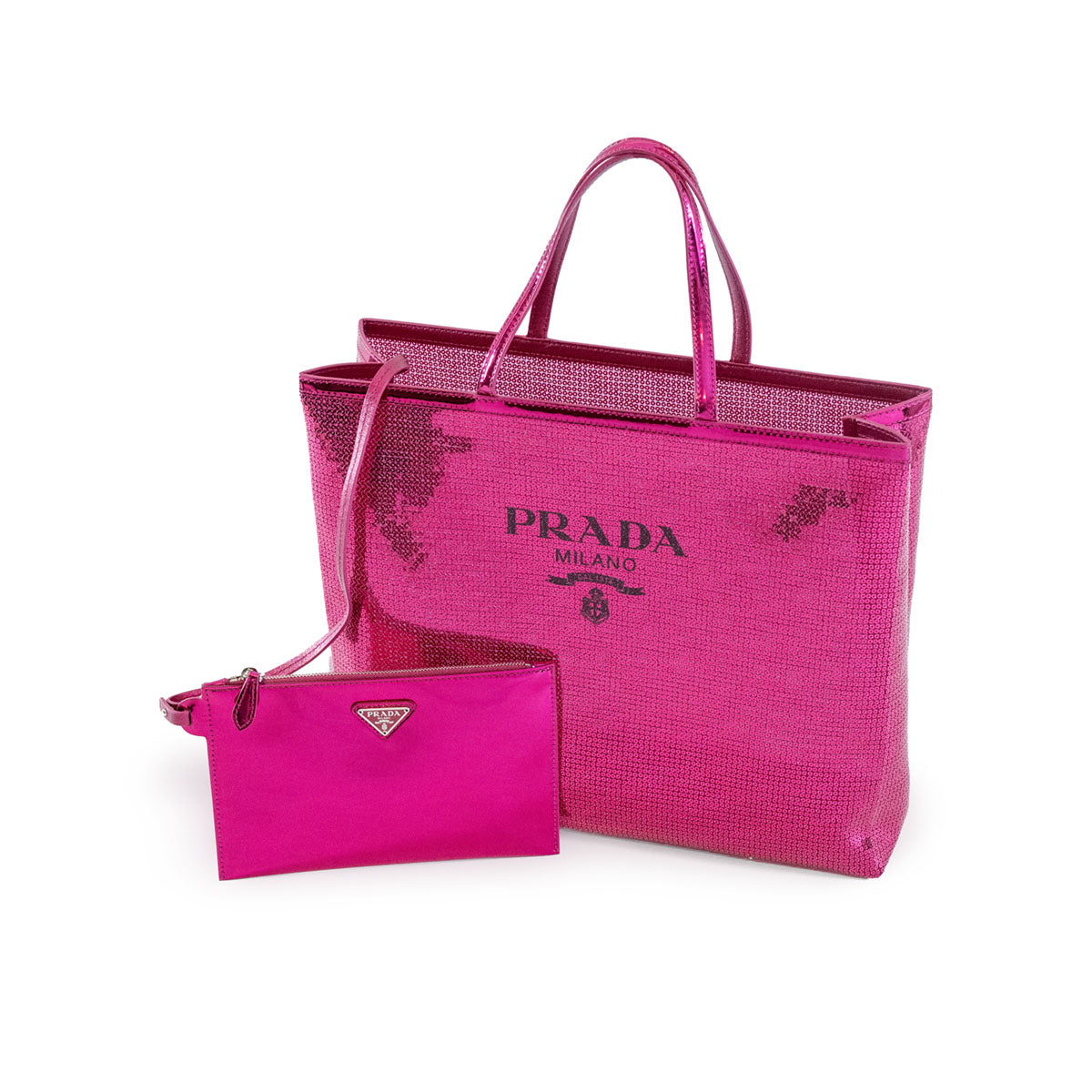 Shopper pailettes Prada grande fucsia
