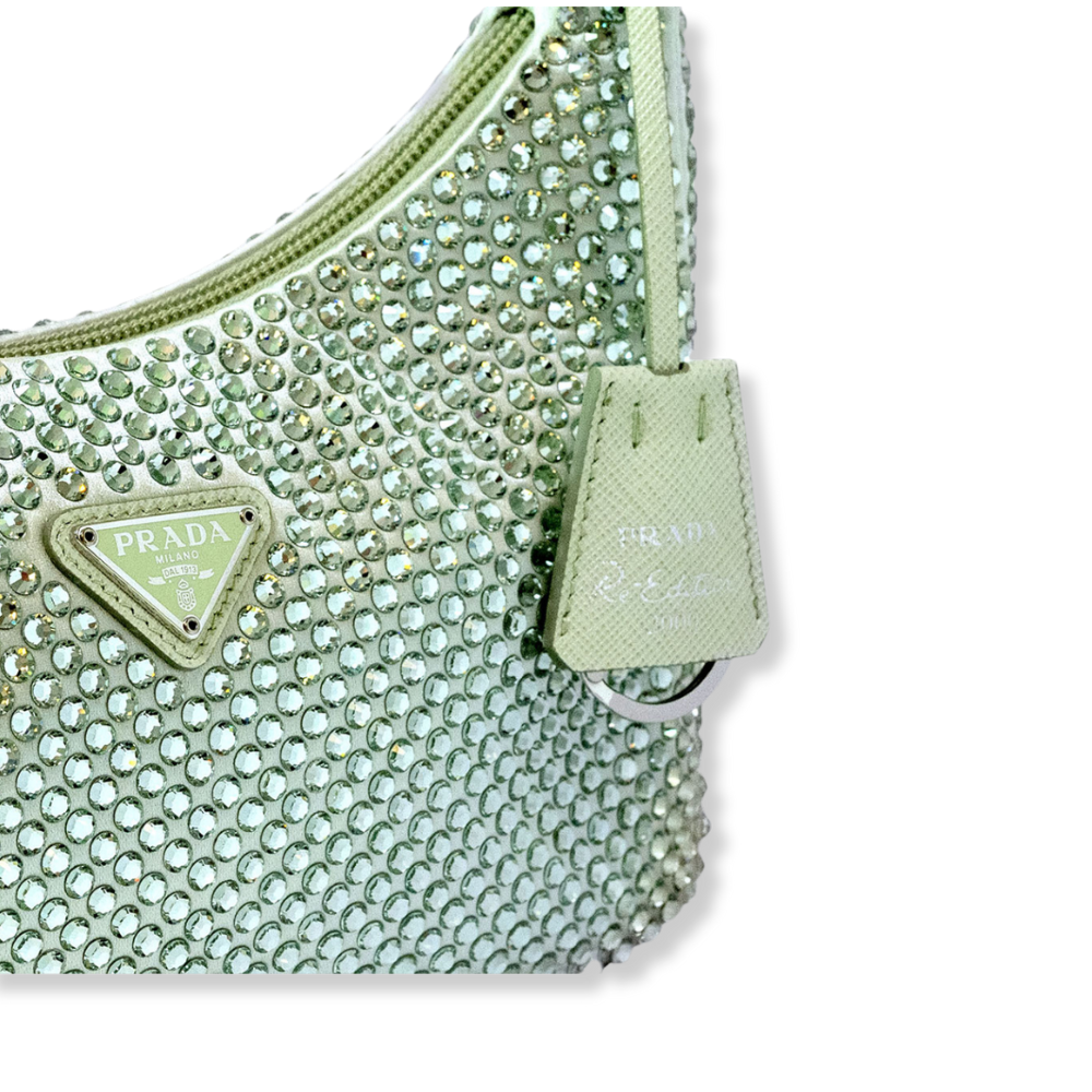 Borsa Prada Re-edition 2000 raso e cristalli