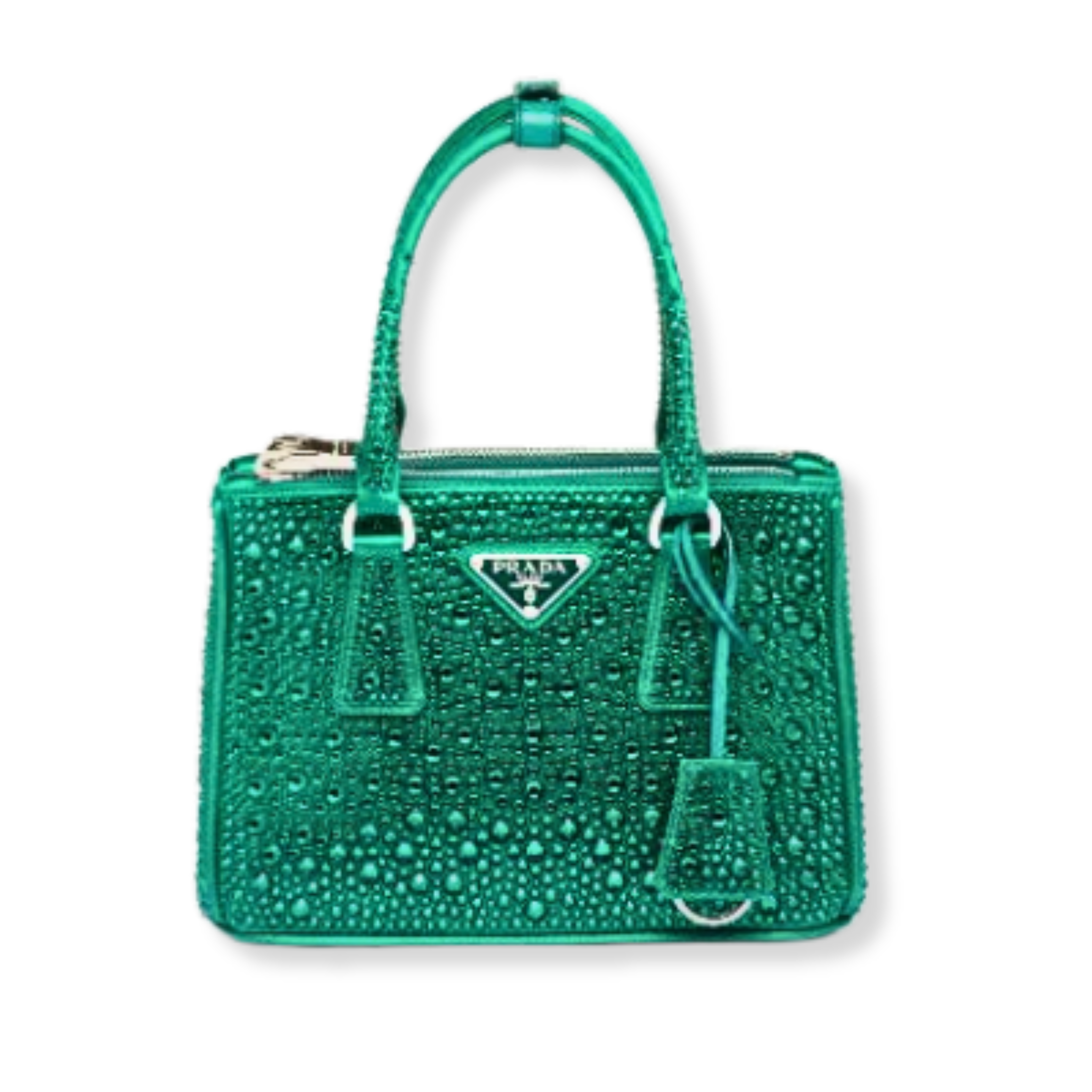 Borsa Prada Galleria mini in raso con cristalli