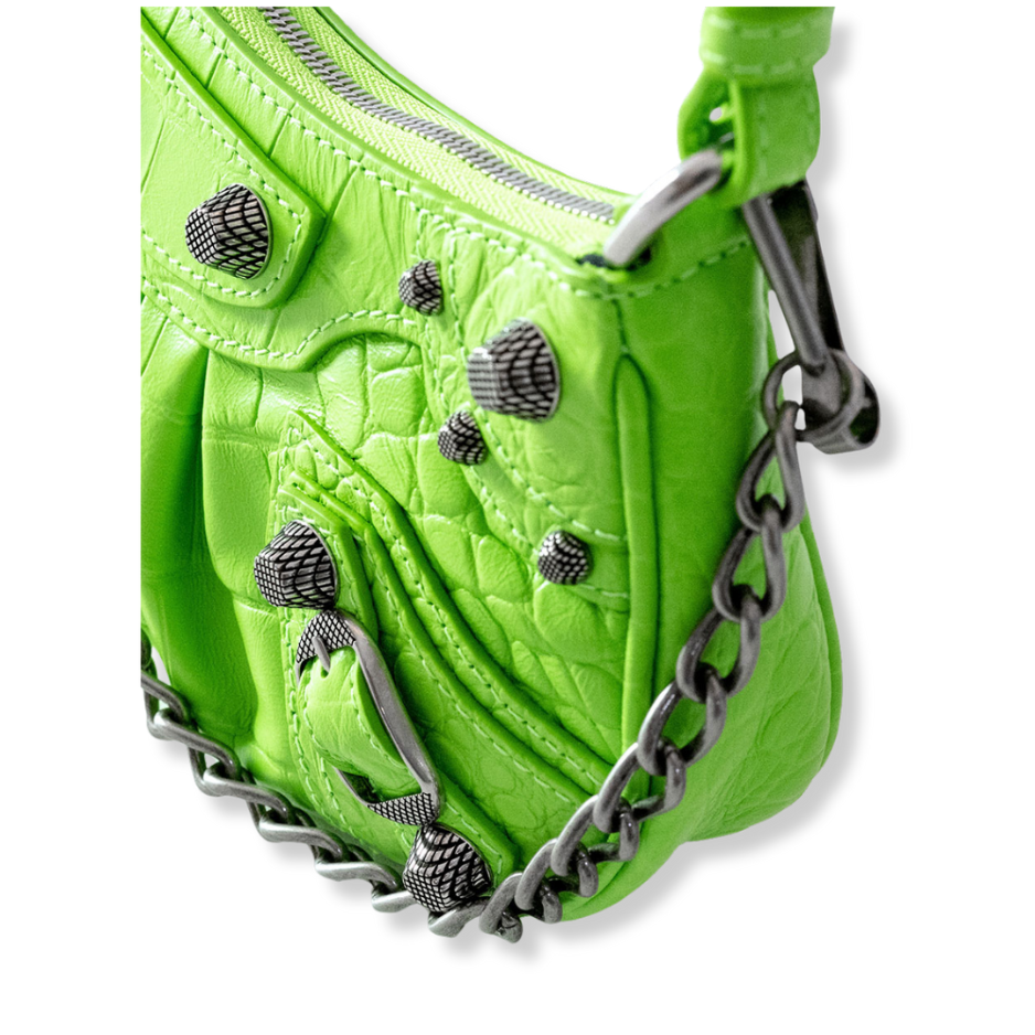 Balenciaga Borsa a spalla Le Cagole XS in nappa verde fluo