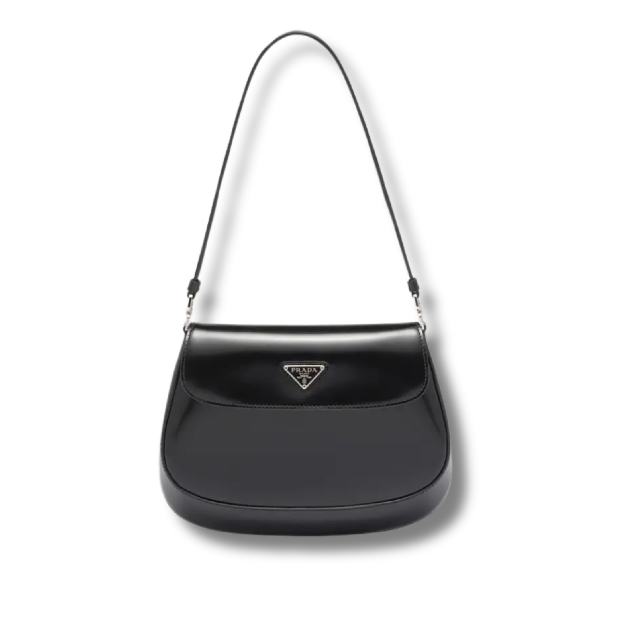 Borsa a spalla Prada Cleo small in pelle spazzolata con pattina